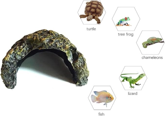 Reptile Habitat, Turtle Hideout,Water Tank Decoration for Fish, Reptiles, Amphibians,Frogs, Snakes,Lizards,Shrimps, Spiders and Small Animals…