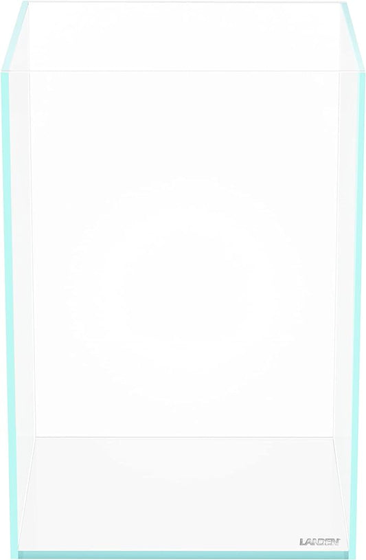 LANDEN Tall Tank Rimless Low Iron Tank 5.5GAL 9.8" L × 9.8" W × 14.2" H(25X25X36) cm Small Aquascape Fish Tank, Vertical Aquascape Tank, Black Leveling Mat Included