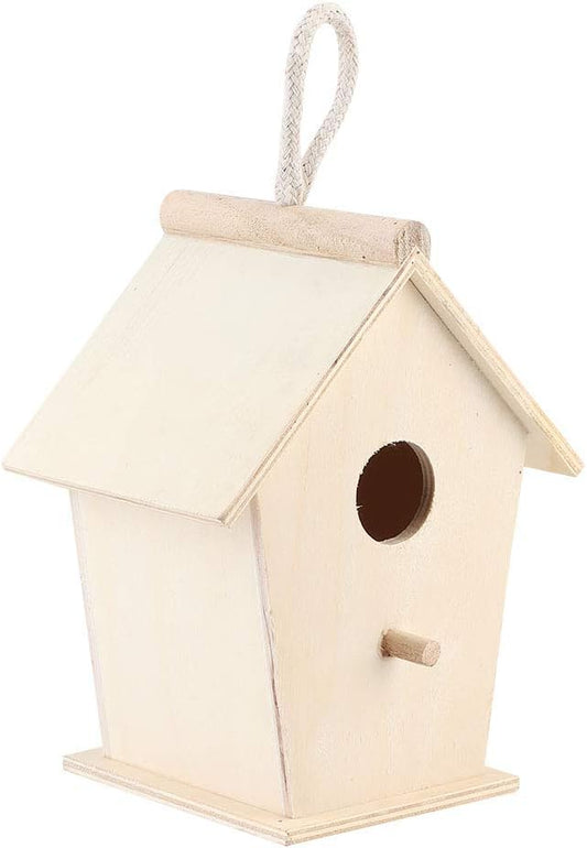 Bird House for Outside,Wooden Bird Houses,Unfinished Hanging Birdhouse,Garden Patio Decorative Nest Box Bird House,for Wrens, Swallows, Finches, Chickadee