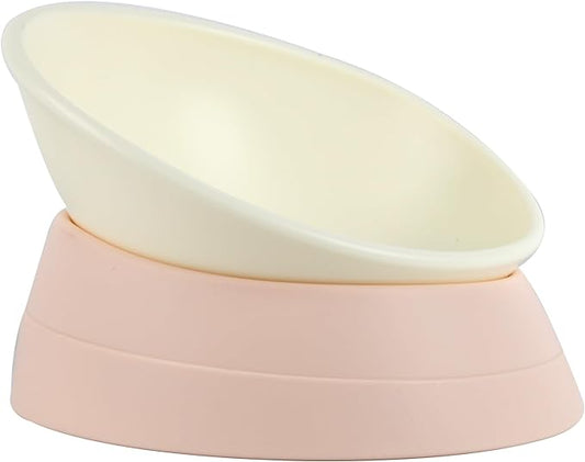 Bulldog Bowl Anti-Slip Dog Cat Dish Detachable Rubber Dog Bowl Pet Sterile Tilted Pet Feeder Slope Base (Lightpink, 3.5 Cup (Medium/Large Dog))