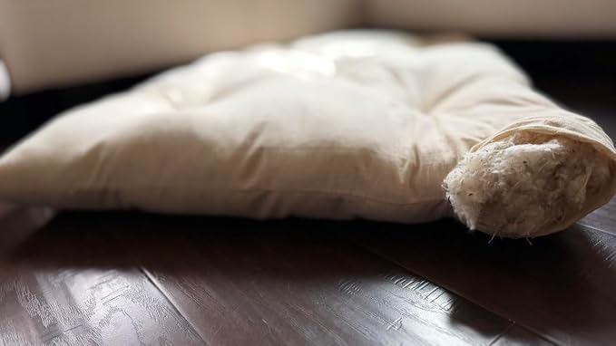 Rectangular Muslin Dog Bed Insert with Raw Cotton Filler, Natural Pet Bed Cushion Insert, Breathable Inner Pillow for Dog Bed Covers (Large 42"x29"x5")