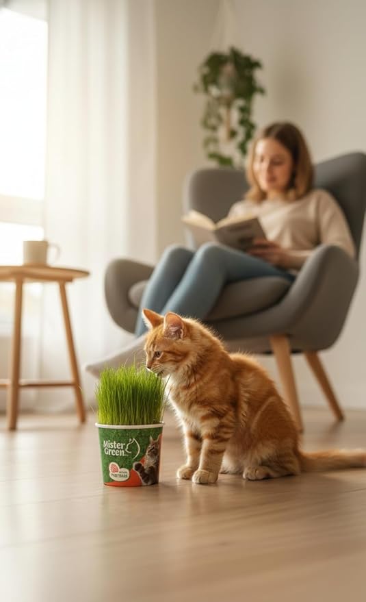 Cat Grass Grow Kit for Indoor Cats – Organic Cat Grass – Easy Grow Fresh Pet Grass – Supports Digestion & Natural Hairball Control – Non-Toxic – Pack (1)