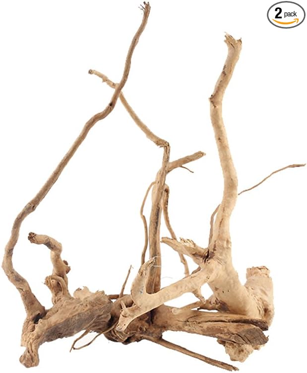 Emours Natural Aquarium Spider Wood Driftwood Tropical Fish Plant Habitat Decor Vary Sizes, 2 Pcs Set (Medium)
