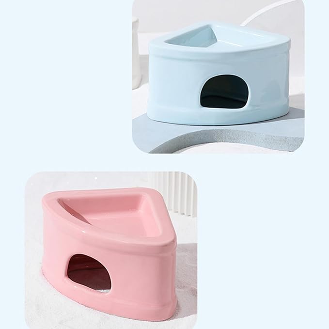 Ceramic Hamster Hideout House - Multifunctional Small Pet Cave with Feeding Bowl, Durable Habitat for Hamsters, Gerbils, Mice, Lemmings, All-Season Pet Bed & Hideaway (A)