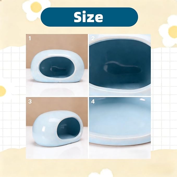 Ceramic Hamster Hideout Large Cool Summer Cute Guinea Pig Bed House for Dwarf Hamsters, Mices, Gerbils and Small Pets (Blue,L)