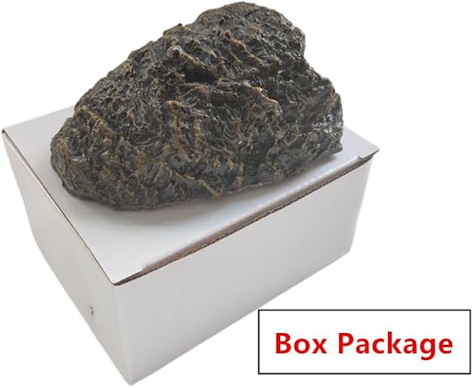 Reptile Rock Hide Cave for Aquarium Decor, Resin Tortoise Dock Hideout Turtle Basking Platform Habitat Tank Accessories Decoration for Amphibians Snake Frogs Fish Lizards (Green), Medium