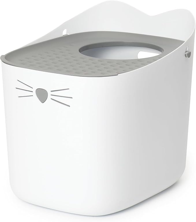 Catit PIXI Top-Entry Litter Box – Modern, Leak-Proof Cat Litter Box with Anti-Tracking Lid, Easy-Clean Design, Seamless & BPA-Free – Reduces Litter Mess, Minimalist Style, Large Space for Cats
