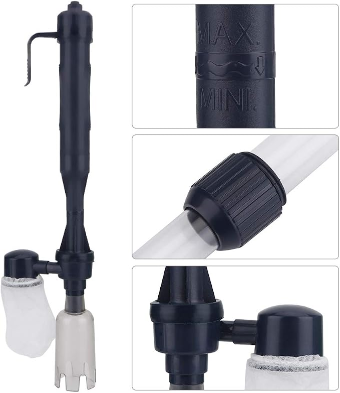 Keenso Vacuum Fish Cleaner Tools for Aquarium Water Changer with Thermometers Fish Net Kit for Gravel and Sand Cleaning
