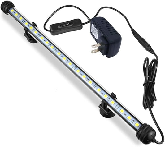 15 inch LED Aquarium Light, 8W Fish Tank Light Underwater Light Submersible Crystal Glass Lights, 9.2ft/2.8m Long Wire Length, White