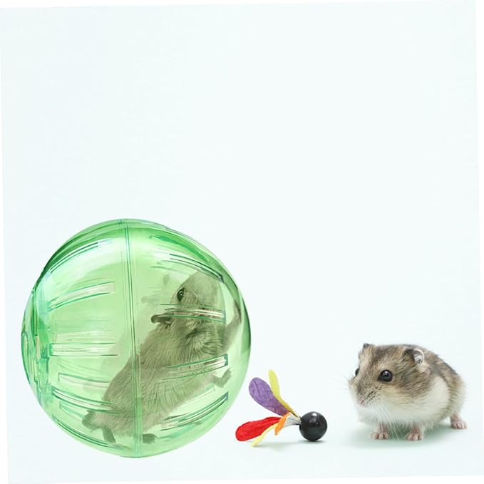 SUPVOX Dwarf Hamster Exercise Ball: 2-Pack 3.94" (10cm) Small Pet Running Balls - Ventilated Clear Exercise Toy for Dwarf Hamsters, Gerbils & Roborovski - Green & Pink