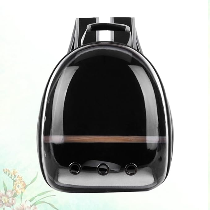 Abaodam Portable Parrot Carrier Backpack Breathable Design and Wooden Perch Outdoor Travel for Birds Black Includes Stand