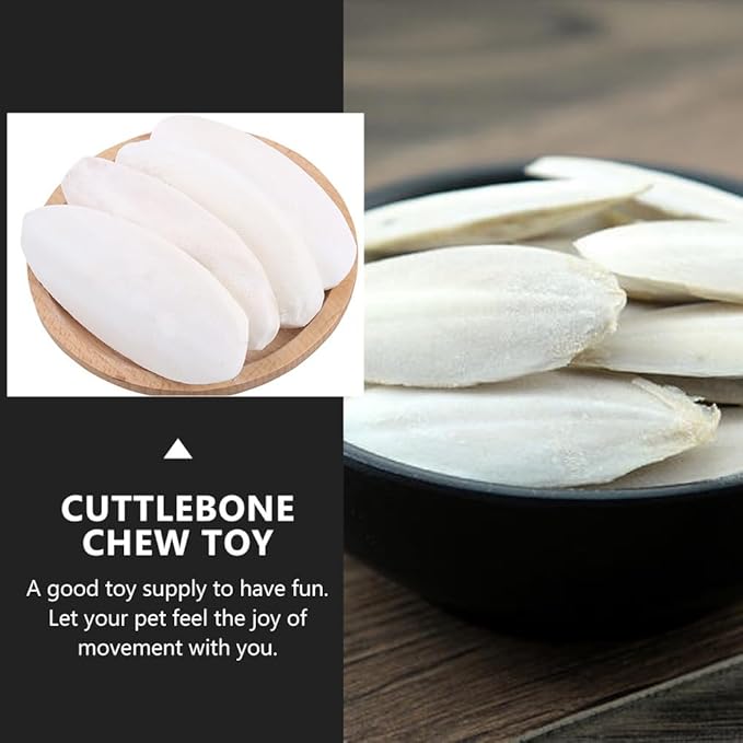 UKCOCO 12 Sets Natural Cuddle Bone Chew Toys, Chewing Cuttlefish Bone Bird Parrot Cage Bite Toys for Parakeets Cockatiel Macaw Conur 10-12CM