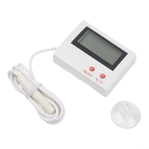 Digital Aquarium Thermometer, Switchable Fahrenheit, Stainless Steel Probe for Fish Tank Water Temp Gauge Monitoring(plastic)