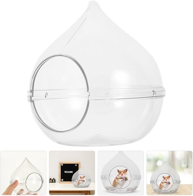 Ipetboom Acrylic Hamster Bathtub Transparent Dust Bath Container for Chinchilla Small Pet Cage Accessory