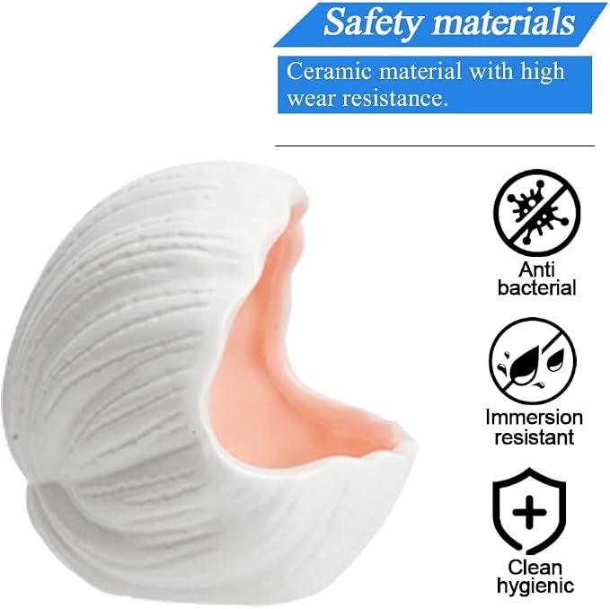 AnRui Cute Aquarium Decorations Ceramic Conch Shell-Shaped House Thematic Betta Fish Tank Accessory Decor Ornament Hideout Cave for Fish Playing or Hiding, Pink