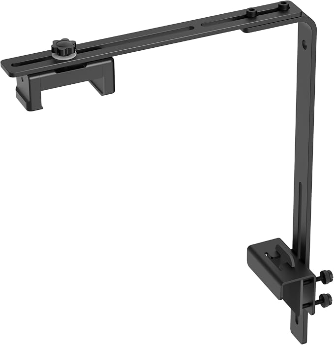 Salcod Aquarium Light Bracket for Rimless Tanks, Fits 2.4"-5.3" Lights | Fits 0.18"-1.2" Tank Edges, Adjustable Height & Depth, Aluminum Riser for Rectangular LED Lights, Planted & Saltwater Tanks