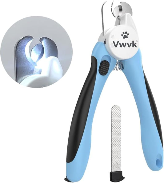 Dog Cat Nail Clippers & Trimmers LED Light Illuminates Nails/Bloodline, Quick Sensor Safety Guard to Avoid Over Cutting, Extra Sharp Blade for Thick Nails, with Free Nail File(Blue)