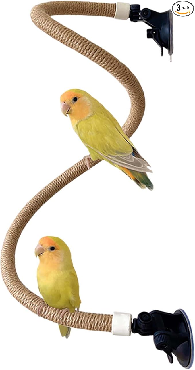 Suction Cup Set for Bird Window/Bath/Car/Travel Perches - Suitable for Small and Medium Bird Parrot Parakeet Cockatiel Conure Budgie Lovebirds