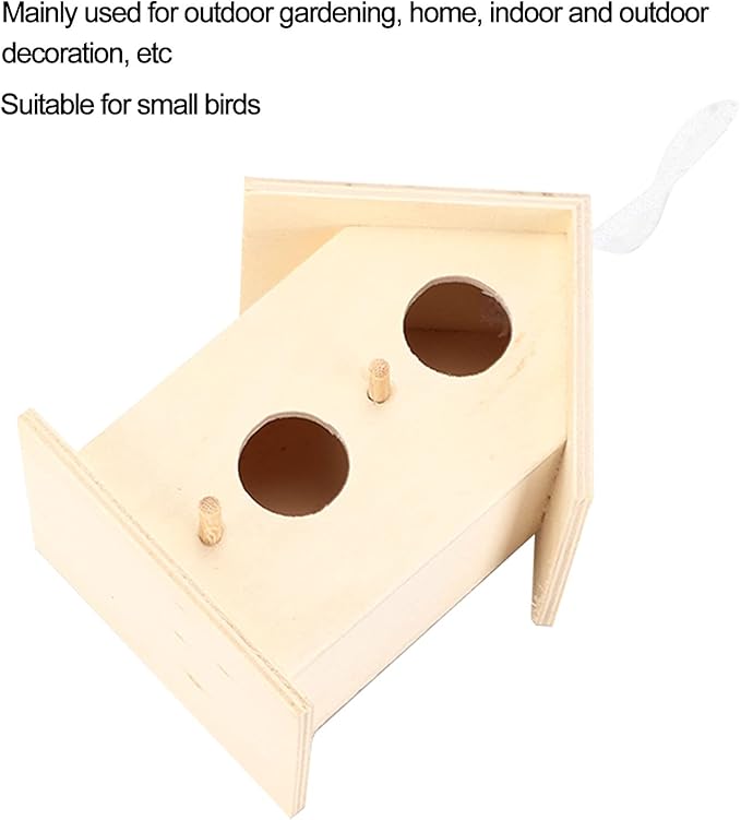 Wooden Bird House,Bird Nests Box DIY Painting Wild Bird House Wooden Bird House Kit for Bird (Double Layer Two Hole)