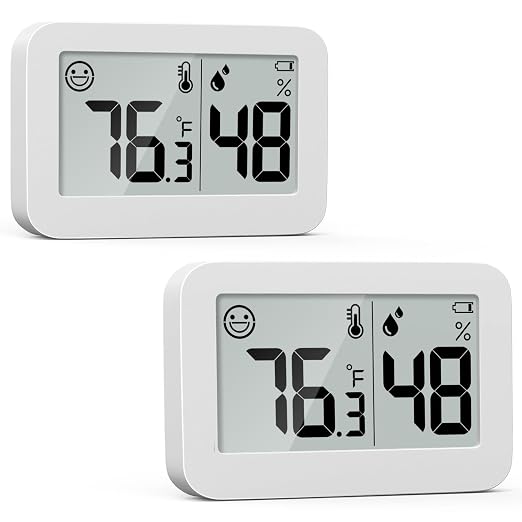 2-Pack Mini Hygrometer Indoor Thermometer, Humidity Gauge with Switch (℃/℉), Humidity Meter Digital Temperature Monitor for Greenhouse Babyroom Cellar Reptile Incubator Closet