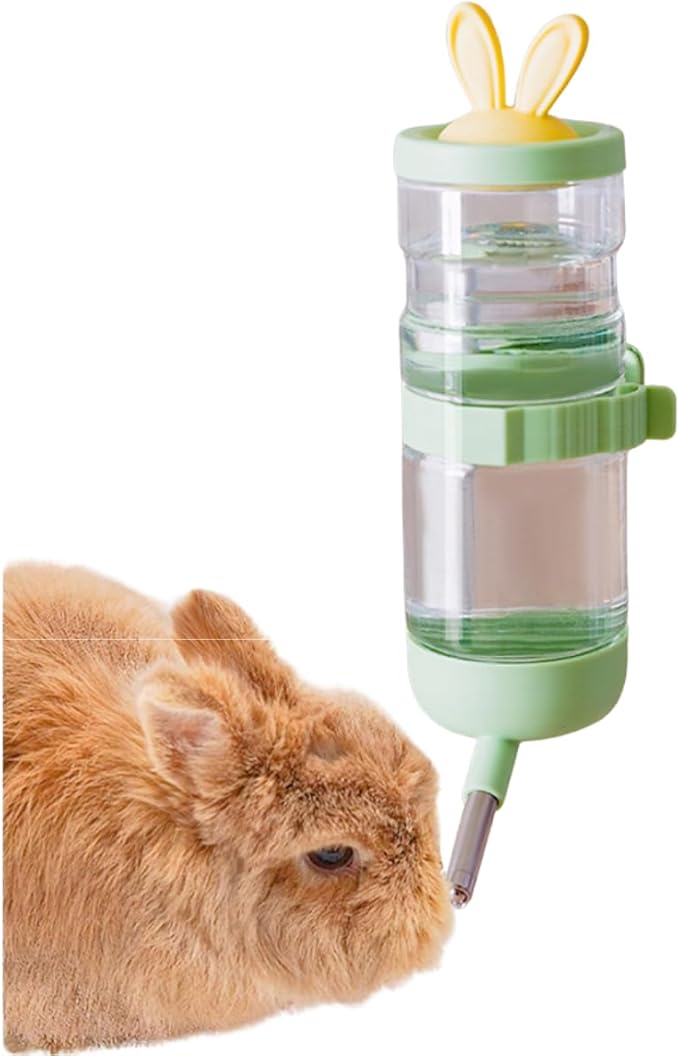 No-Drip Small Animal Water Bottle for Cage Guinea Pigs, Hamsters, Bunnies, Ferrets, Squirrels, Hedgehogs, Chinchillas, Rabbits, Kitten, Kitty, Dogs, Cats (Green,S)
