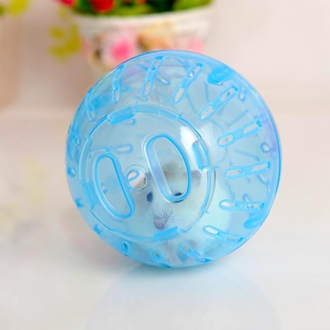 2Pcs 3.94 Inch Rotundity Hamster Balls, Breathable and Sturdy Dwarf Hamster Exercise Balls Running Wheel Gerbil Toys, Small Animals, Portable Small Pet Supplies (Blue and Pink)