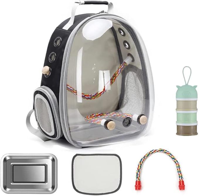 Bird Carrier Cage, Bird Travel Backpack with Stainless Steel Tray and Standing Perch
