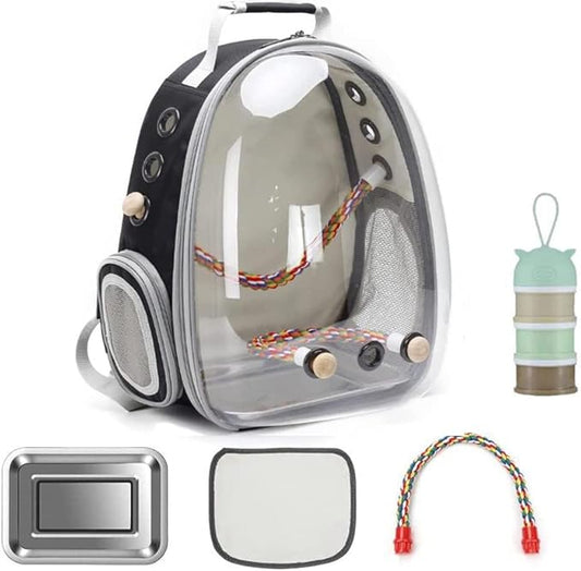 Bird Carrier Cage, Bird Travel Backpack with Stainless Steel Tray and Standing Perch
