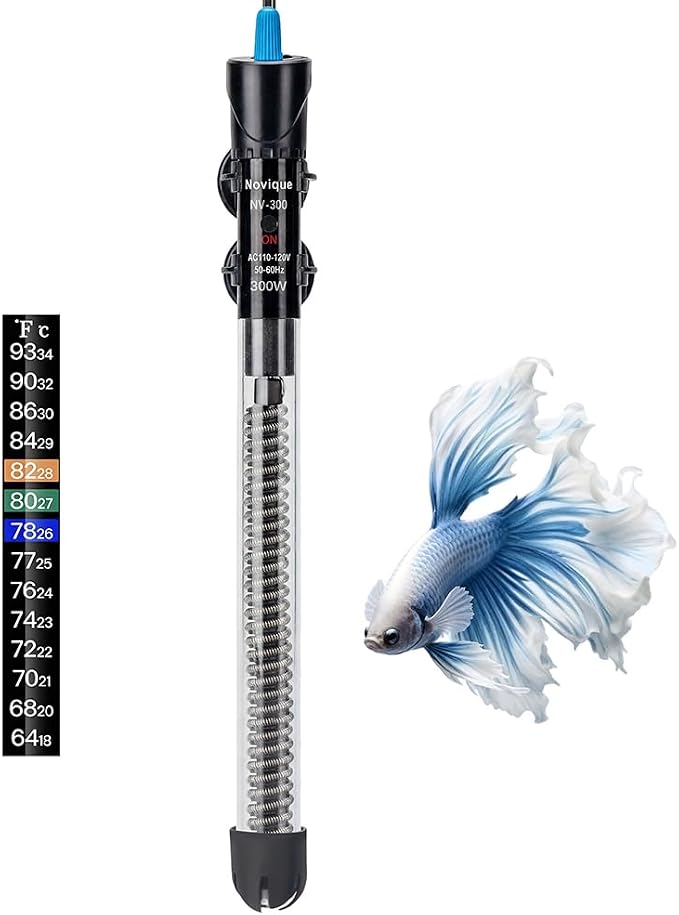 300W Aquarium Heater Adjustable Temperature Submersible Fish Tank Heater Water Thermostat with Thermometer for Freshwater and Saltwater Tanks