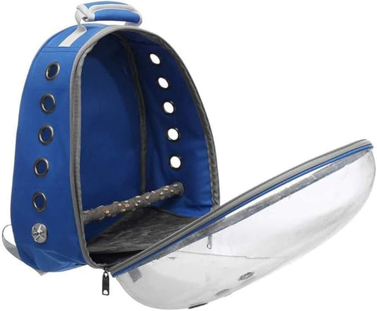 Bird Carriers Parrot Backpack Small Carrying Cage Outdoor Travel Comfortable Breathable Extensible Carrier Backbag 1Pcs Blue