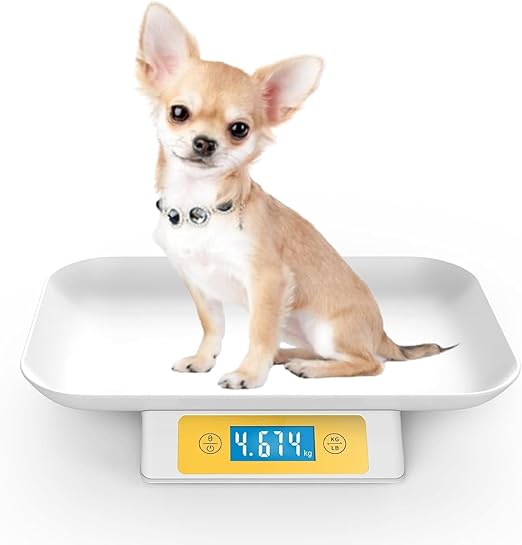Puppy Scale for Whelping Dogs, Capacity up to 33lbs, Accuracy 1g/0.035oz, Unit g/kg/lb/oz/tl/ml, Yellow, Suitable for Kitten Puppy Rabbit Snake Cats and Small Dogs