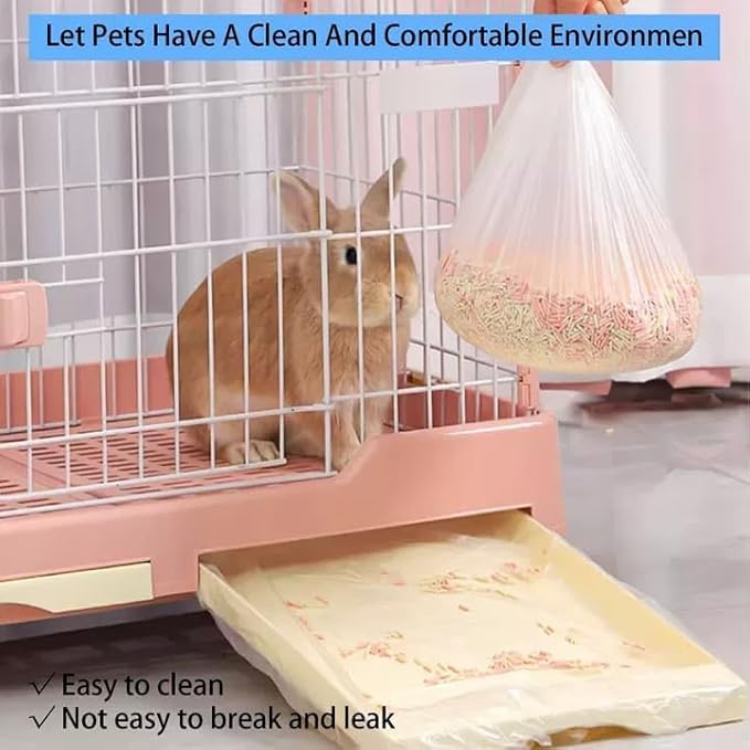 Tfwadmx 50 Pcs Disposable Rabbit Cage Liner, 27"x19" Clear Plastic Bunny Cage Tray Liners,Guinea Pig Toilet Film Liner Bag for Ferret,Hamster,Hedgehog,Birds and Small Animals