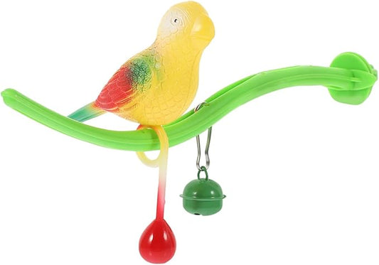 POPETPOP Swing Bird Model Bird Perch Toy Plastic Cage Stand Simulation Fake cage Toy Parakeets Perch Funny Teasing for Cockatiels Cockatoo Macaw