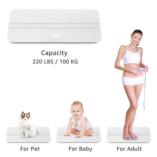 unipaws Digital Pet Scale MAX 220lbs with Bluetooth App, Medium-Small Veterinary Scale for Dogs Cats, Baby Scale with 3 Weighing Modes, Lbs, Kg, St, 27 x 13 Inches LCD Platform Scale