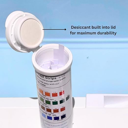 Cold Plunge Test Strips, 4-in-1 Water Quality Testing Kit, pH, Alkalinity, Hardness, Hydrogen Peroxide. Evaluate Your Cold Plunge Water Quality with A Single Strip. Smart QR Calculator to Help You