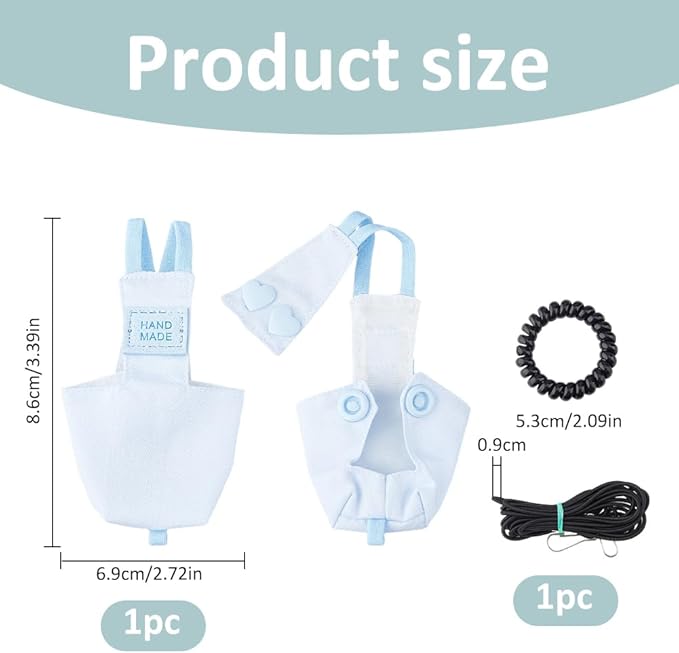 SUPERFINDINGS Snap Closure Parrot Diaper Harness Washable Bird Flight Suit 4.13x2.24x0.35Inch with Adjustable Leash Reusable Leak-Proof Bird Diaper for Small Parrots Cockatiel Travel Training,