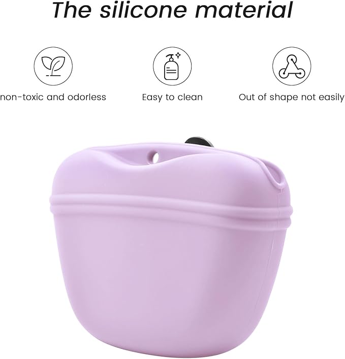 AUDWUD Silicone Dog Treat Pouch,With Dog Training Clicker,Clip on Portable Training Container,Convenient Magnetic Buckle Closing and Upgraded Waist Clip for Enhanced Stability