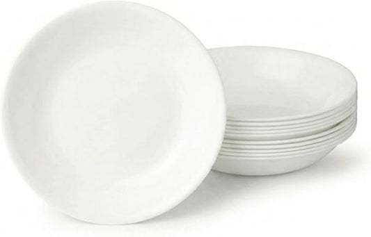 Corelle Vitrelle 6-Piece Bowl Set Triple Layer Glass and Chip Resistant, 20-Oz Lightweight Round Bowls, Winter Frost White