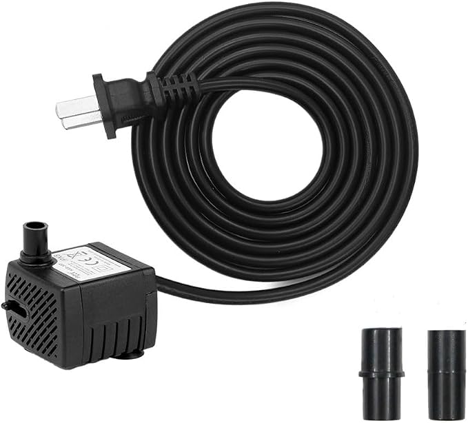 60GPH 2.5W Mini Submersible Fountain Pump for Aquarium,Fountain,Tank | Ultra quiet, high lift, fully indoor & outdoor water pump waterproof submersible pump equipped with adjustable flow control.
