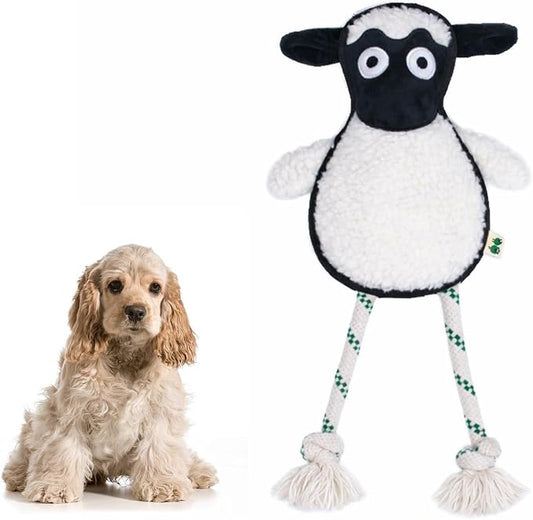 Green Sheep White Sheep Rope Toy for Dogs, Durable Plush Dog Chew Toy with Squeaker, Interactive Pet Toy for Small to Large Dogs, Tough & Safe Dog Toys to Keep Them Busy
