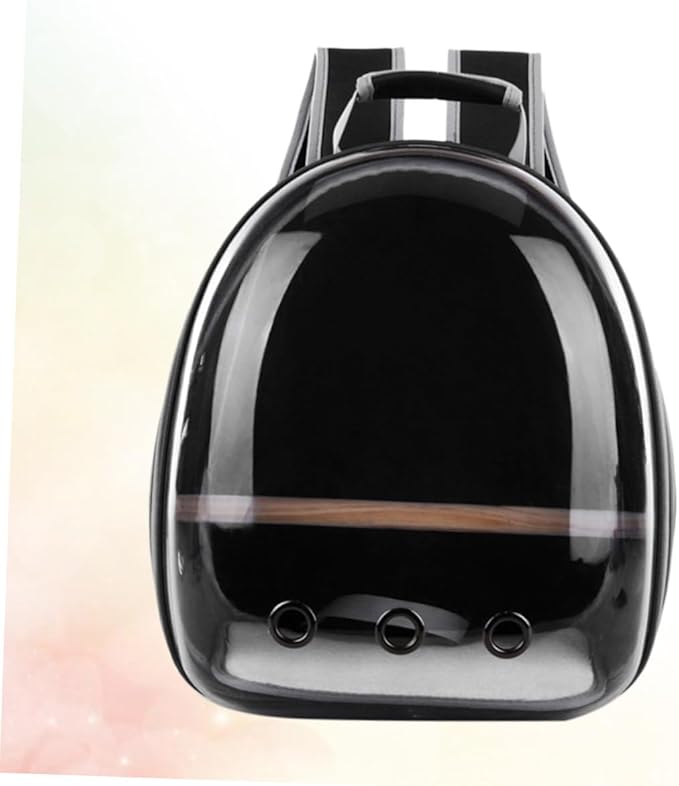 Yardwe Portable Parrot Backpack Carrier Breathable Pet Travel Bag with Transparent Window and Wooden Stand Bar for Outdoor Use Black for Birds and Pets