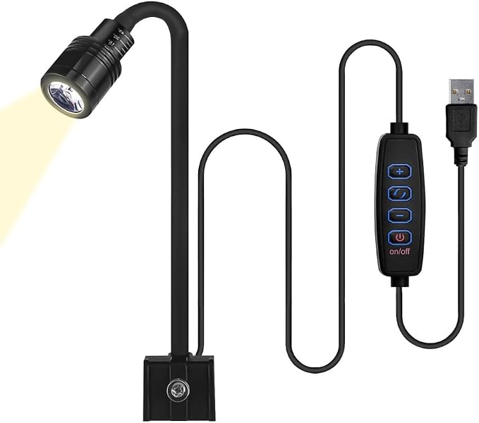 MiOYOOW Clip On Aquarium Light, Mini Dimmable LED Aquarium Light Adjustable Fish Tank Spotlight for Planted Saltwater Freshwater