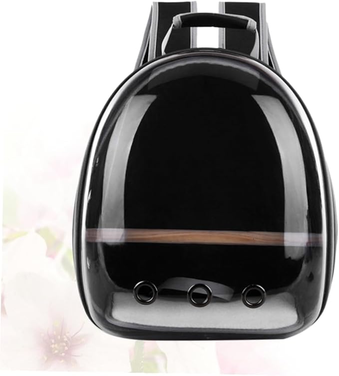Abaodam Portable Parrot Carrier Backpack Breathable Design and Wooden Perch Outdoor Travel for Birds Black Includes Stand