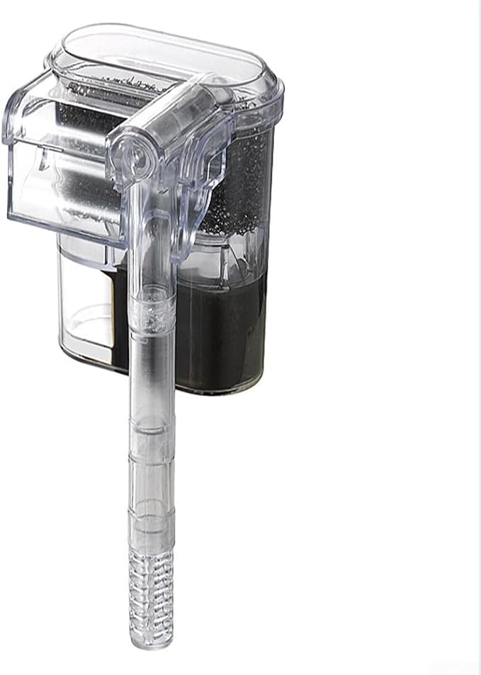 USB Aquarium Filter External for hang-on Back Waterfall for 3-5mm Glass Tanks, Adjustable Flow 250L/H Quiet Circulation Pump with Large for media Compartment, Clear Plastic