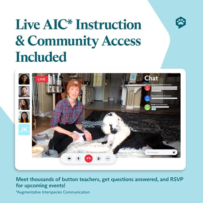 FluentPet Speak Up! Get Started Kit with Clearer Upward-Facing Sound | 6 Recordable Buttons w/Pre-Installed Batteries & 3 HexTile Button Mats | Training Dog & Cat Communication Buttons