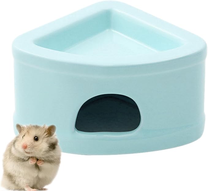 Ceramic Hamster Hideout House - Multifunctional Small Pet Cave with Feeding Bowl, Durable Habitat for Hamsters, Gerbils, Mice, Lemmings, All-Season Pet Bed & Hideaway (C)
