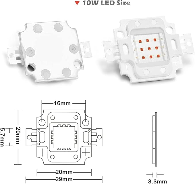 CHANZON High Power Led Chip 10W Red | (900mA / DC 6V - 7V / 10 Watt) Super Bright Intensity SMD COB Light Emitter Components Diode Bulb Lamp Beads DIY Lighting