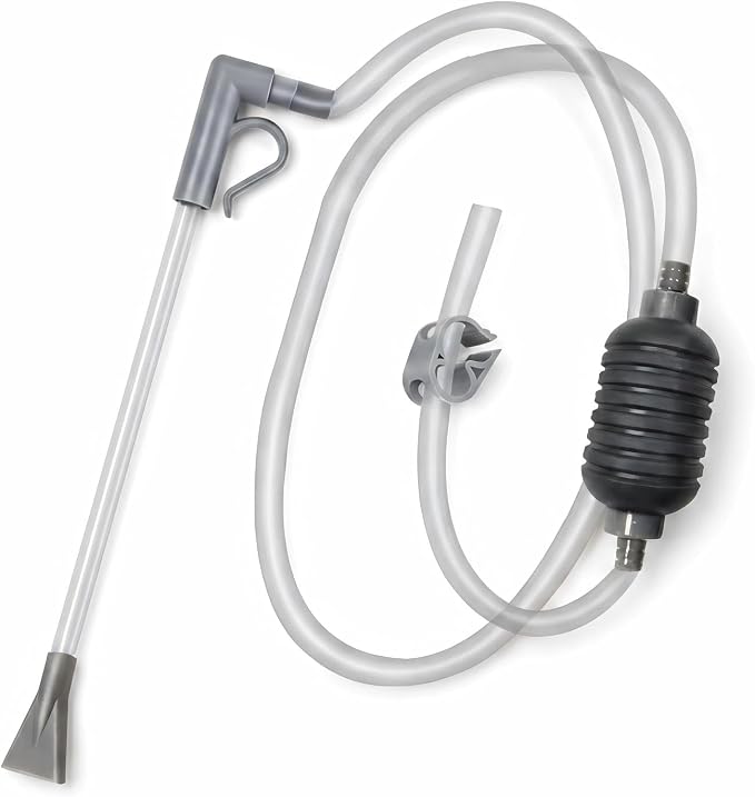 Aquarium Gravel Vacuum Siphon Pump with Flow Control Valve 5.7FT | Gravel Cleaner Water Changer 10-50 Gallon Tanks, J-Hook PVC Hose, Freshwater Saltwater Compatible, Precision Flow Ctrl