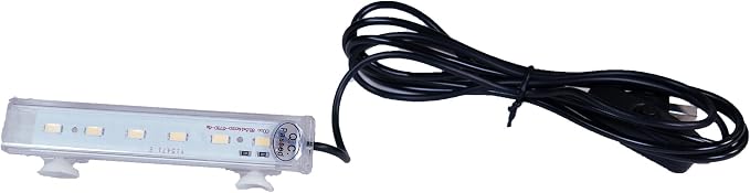 Penn-Plax Cascade Ultra Bright Mini LED Light - Submersible Aquarium Accent Light with 6 White Bulbs - USB Powered with On/Off Switch, Suction Cups or Clip Mount - Great for Desktop & Nano Fish Tanks