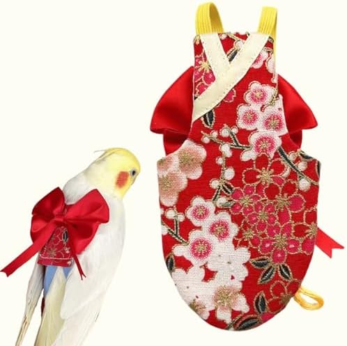 Bird Flight Suits Diapers, Parrot Flight Suits Diapers for Quaker Parakeets Cockatiels Conures Macaw African Grey, Bird Diaper, Parrot Clothes (Red A,XL)